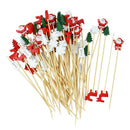 50 Palitos de Bambu Natalinos – Palitos Decorativos de Papai Noel para Doces, Buffet, Salada de Frutas e Decoração de Festas de Natal e Ano Novo