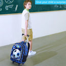 Kit Mochila Escolar Infantil Masculina 3 em 1 com Rodinhas – Tema Futebol, com Lancheira e Estojo, Ideal para Escola e Viagens