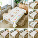 Toalha de Mesa de Páscoa Impermeável – Estampa Aquarelada de Coelho, Ovo e Cenoura