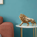 Leão king dourado de resina, ornamento de decoração para casa, escritório, estátua de animal, acessórios de decoração para sala de estar