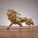 Leão king dourado de resina, ornamento de decoração para casa, escritório, estátua de animal, acessórios de decoração para sala de estar