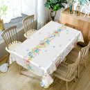 Toalha de Mesa de Páscoa Impermeável – Estampa Aquarelada de Coelho, Ovo e Cenoura